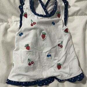 Crown & Ivy White Tank Top with Fruit Embroidery